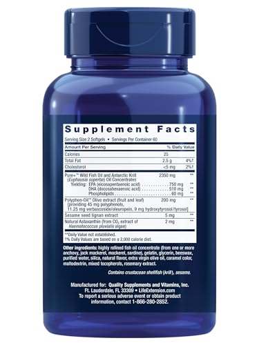 Anchovy oil pour showing EPA/DHA source in Life Extension formula.