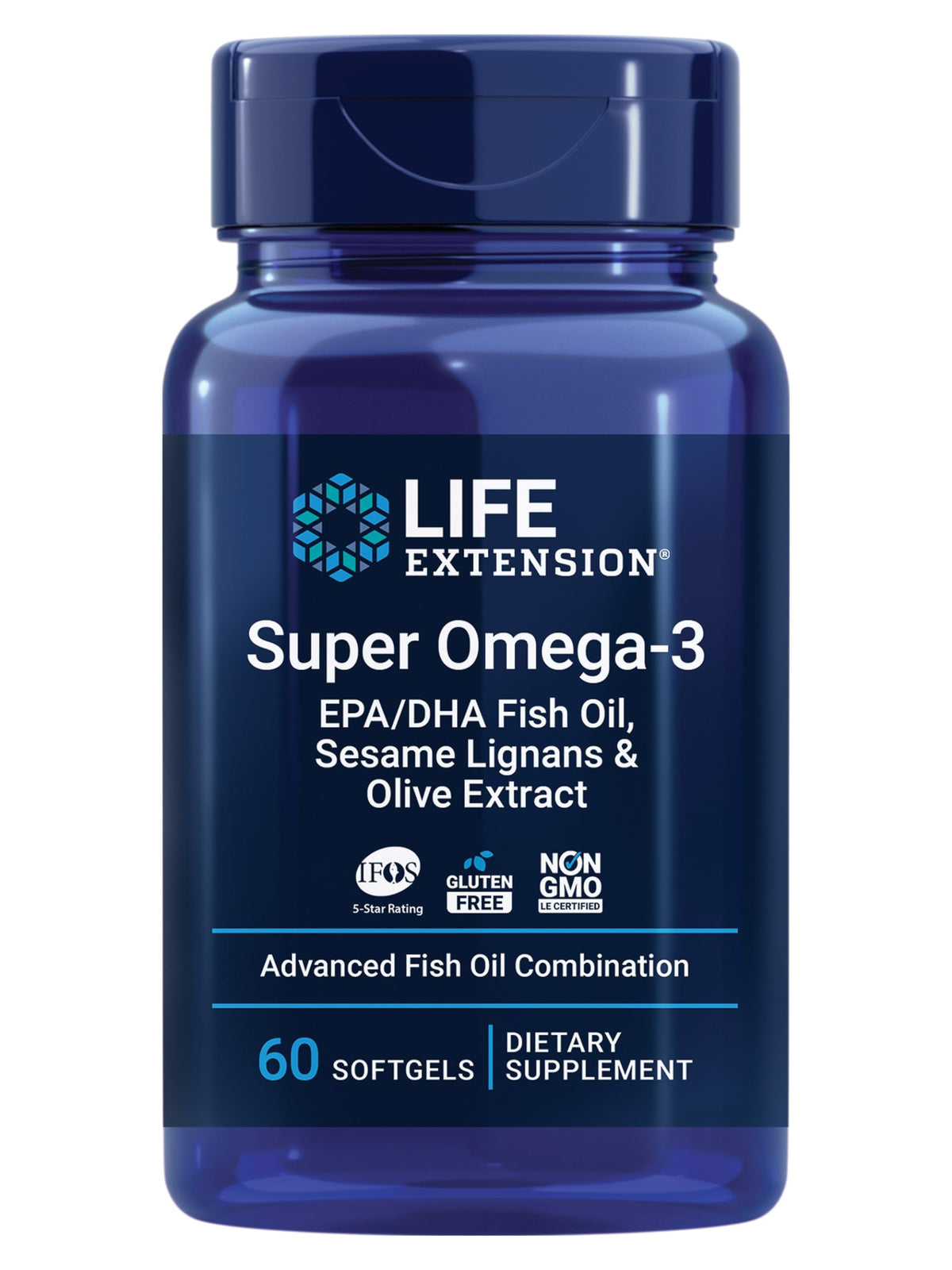 Life Extension Super Omega-3 softgels closeup for heart and brain health support.