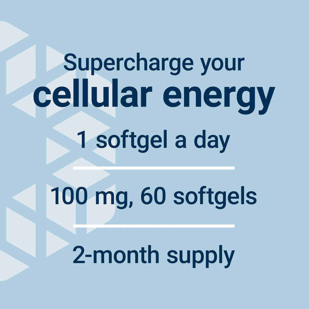 Life Extension Super Ubiquinol shilajit illustration: synergistic boost for mitochondrial energy production.