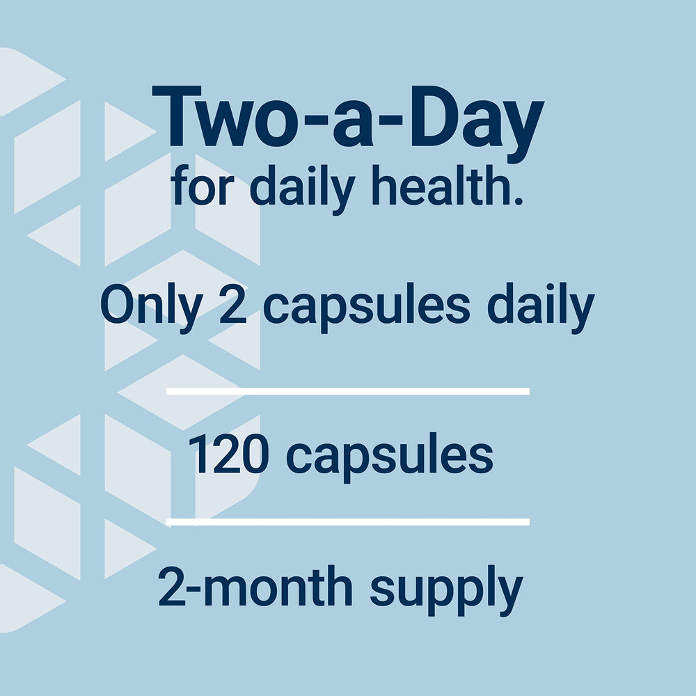 Life Extension Two-Per-Day being poured, illustrating a simple daily routine.