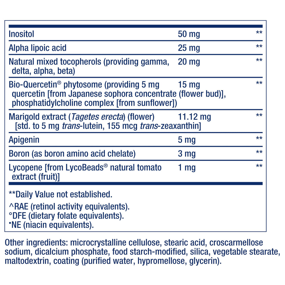 Life Extension Two-Per-Day supplement facts panel detailing key vitamins and minerals