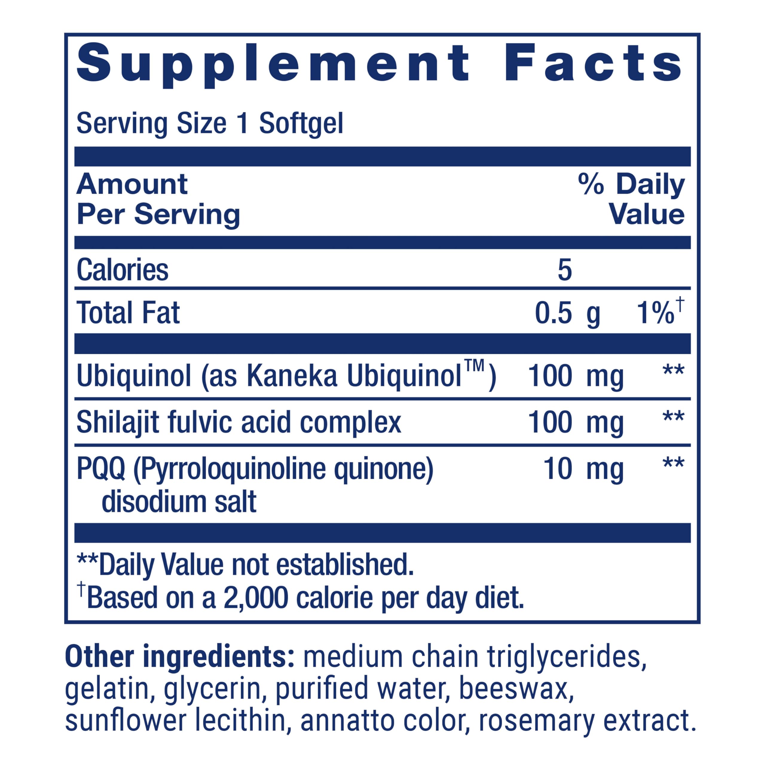 Life Extension ubiquinol PQQ shilajit ingredient spotlight signals high bioavailability.