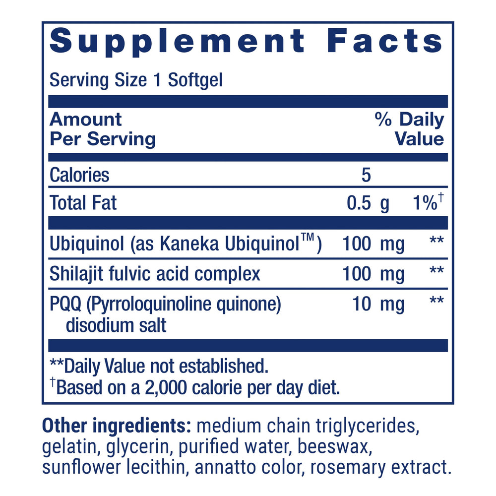 Life Extension ubiquinol PQQ shilajit ingredient spotlight signals high bioavailability.