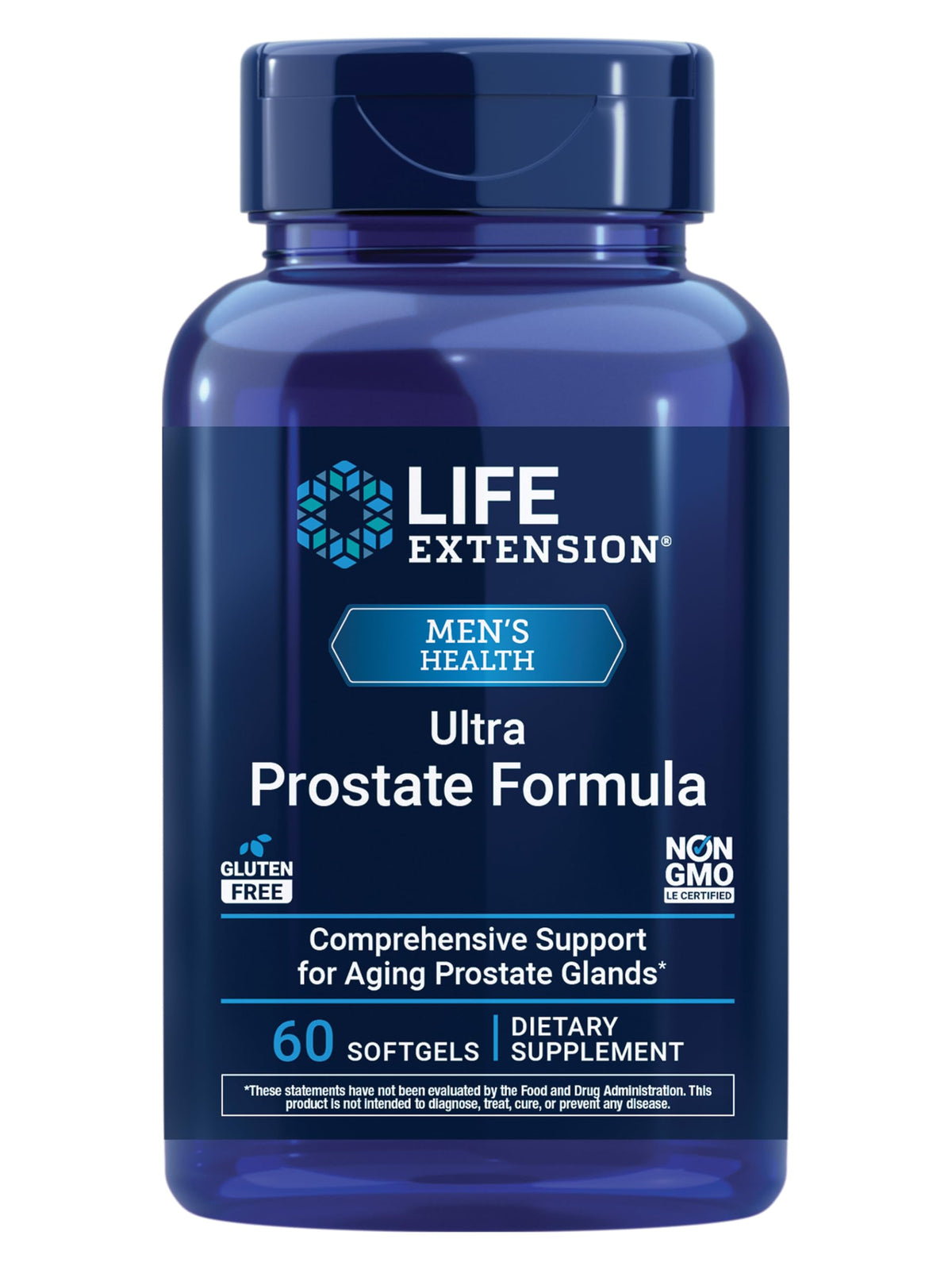 Life Extension Ultra Prostate bottle close-up highlighting daily prostate health support