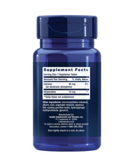 Life Extension Vinpocetine bottle label close-up highlighting gluten-free status.