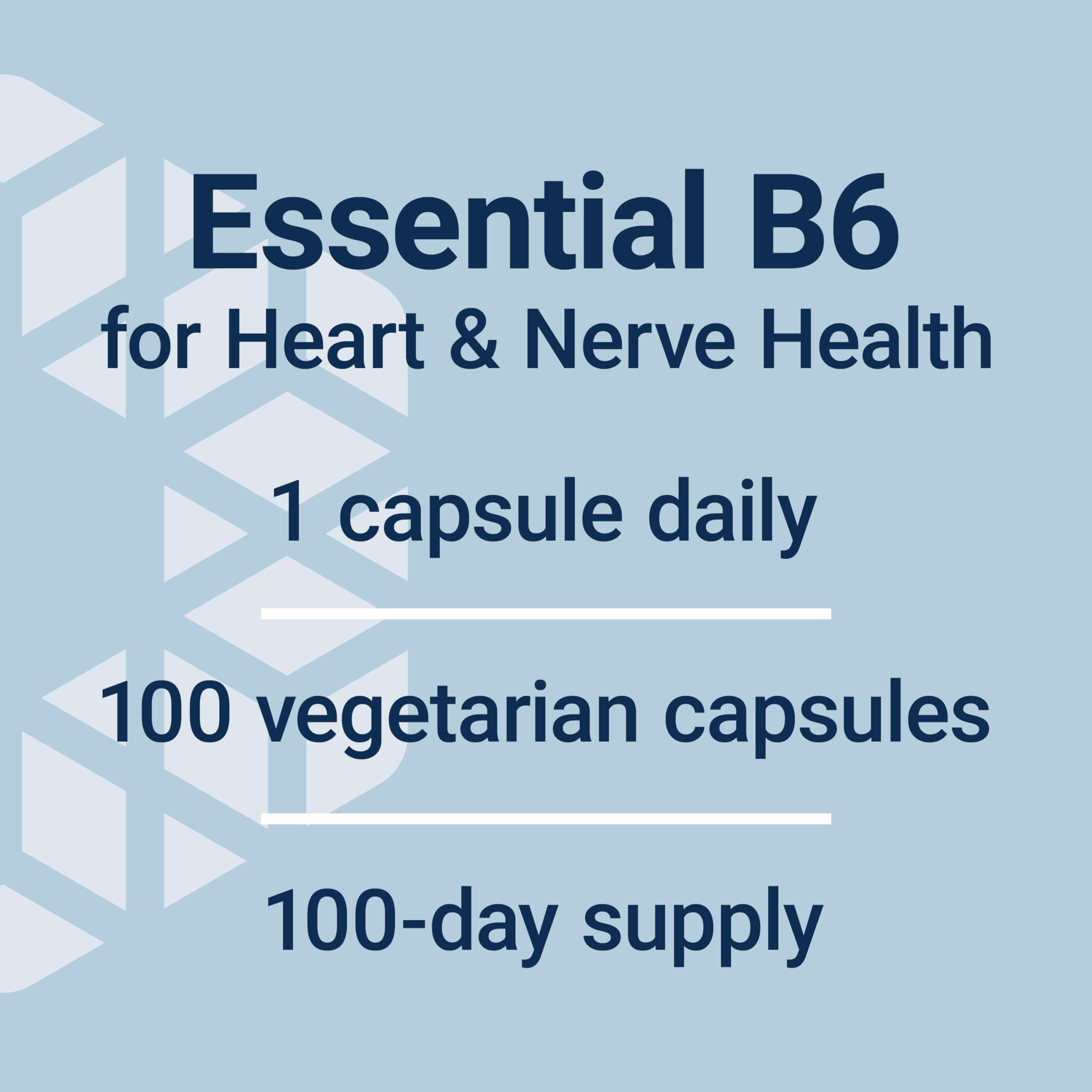 Top view of Life Extension Vitamin B6 bottle shows 100 capsules