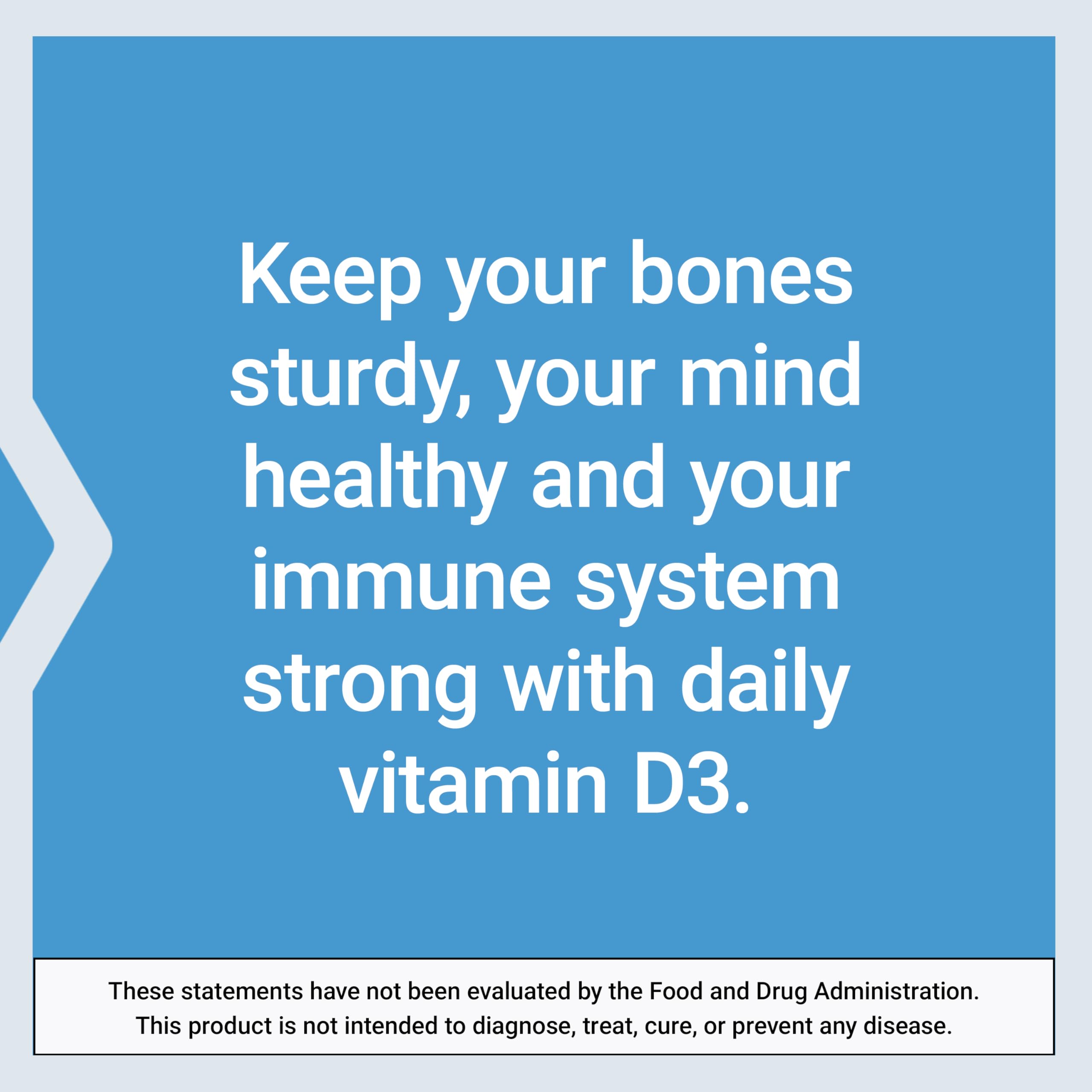 Life Extension Vitamin D3 glass bottle on counter with softgels visible.