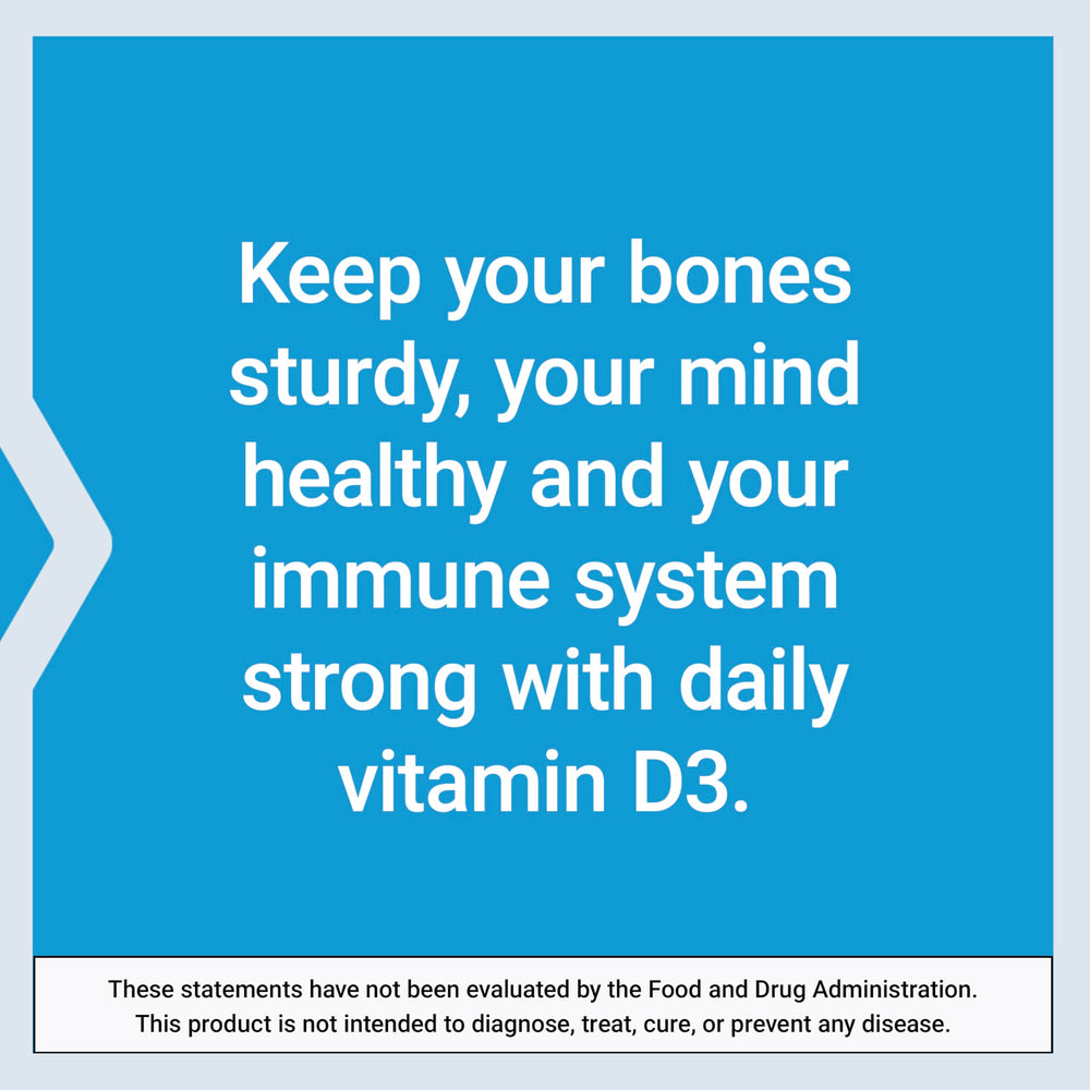 Life Extension Vitamin D3 glass bottle on counter with softgels visible.