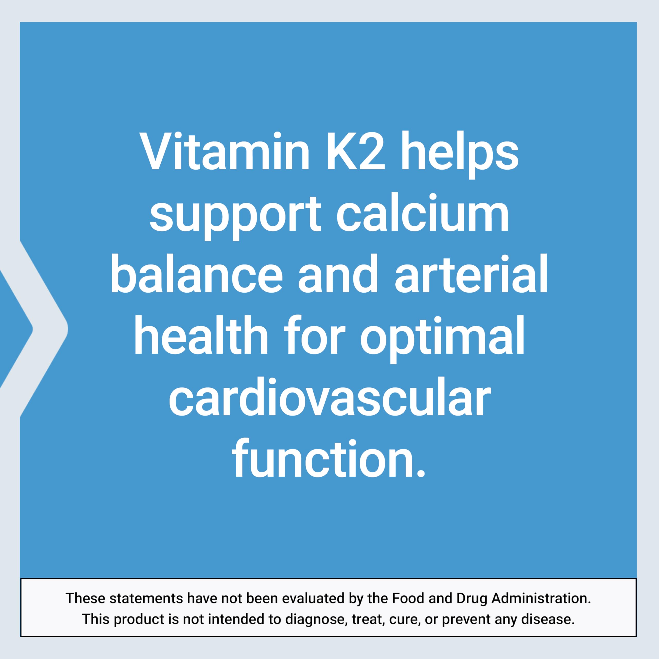 Life Extension vitamin K2 dosage chart highlighting 45 mcg per softgel.