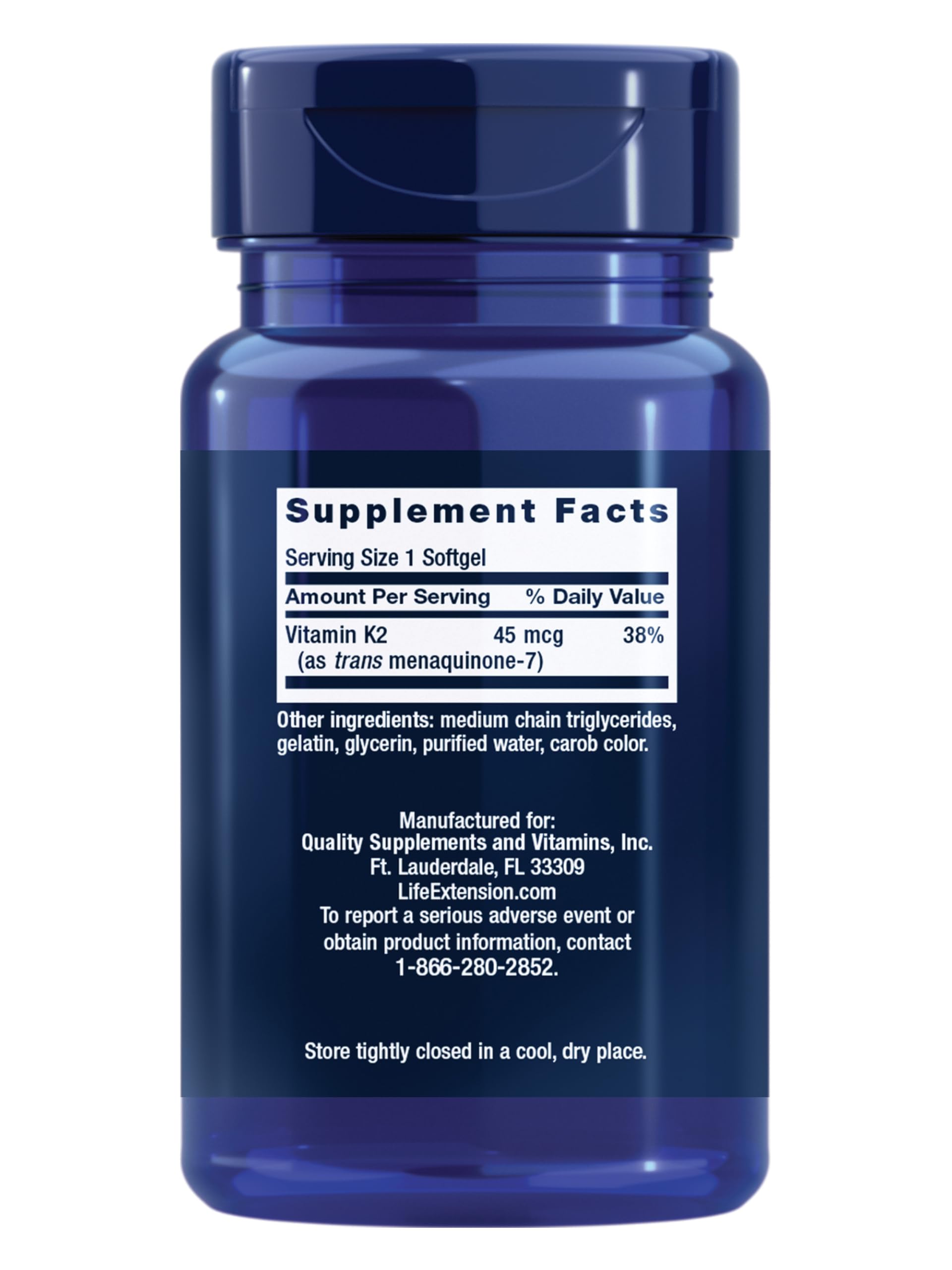 Life Extension vitamin K2 softgels close-up highlighting sustained bioavailability.