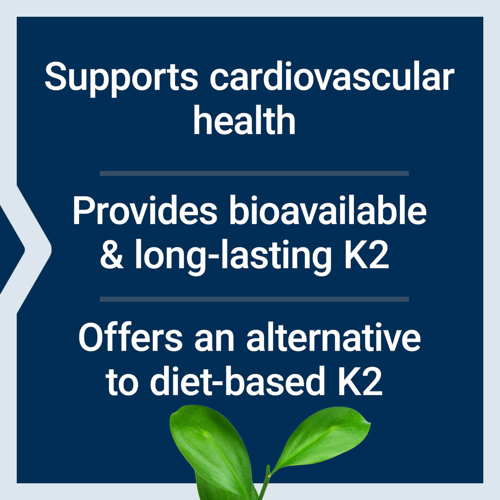Life Extension vitamin K2 softgels dosage cap emphasizing easy daily use.