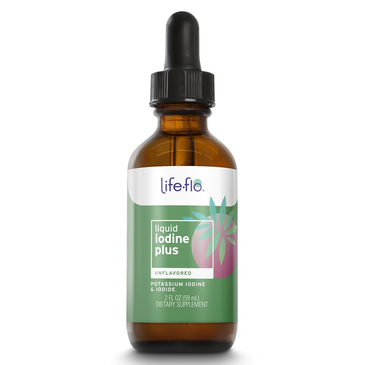 Life-Flo Liquid Iodine Plus bottle with 150 mcg per serving for easy daily dosing
