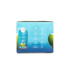 Real Coco label highlights single ingredient, no added sugar, and natural electrolytes.