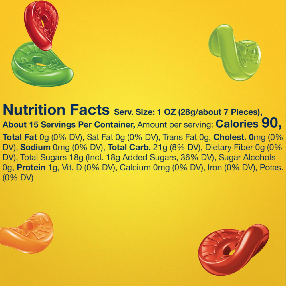 Life Savers 5 Flavors gummy candy bag exterior showcases colorful packaging, eye-catching display.