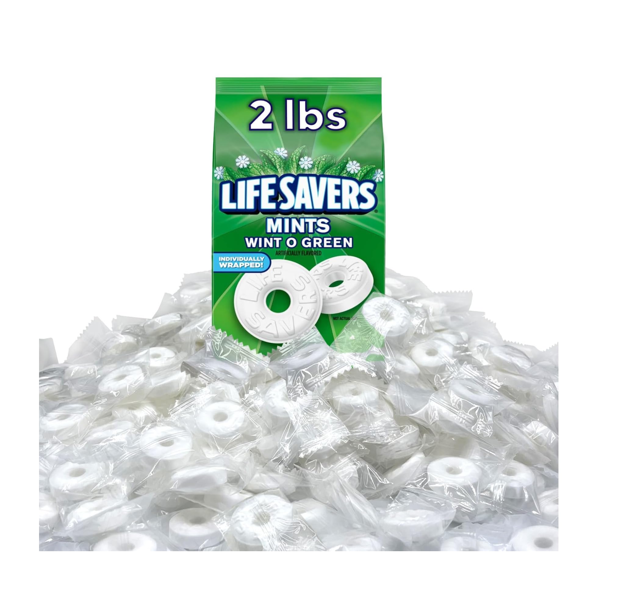 Life Savers Wint O Green Mints in a bag, ideal for stocking up.