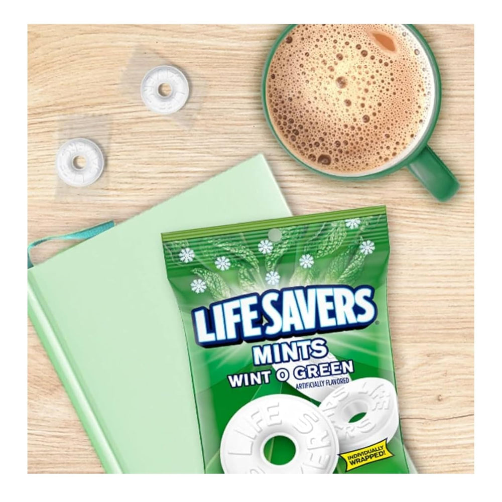 Life Savers Wint O Green Mints arranged in a glossy dish for gatherings.