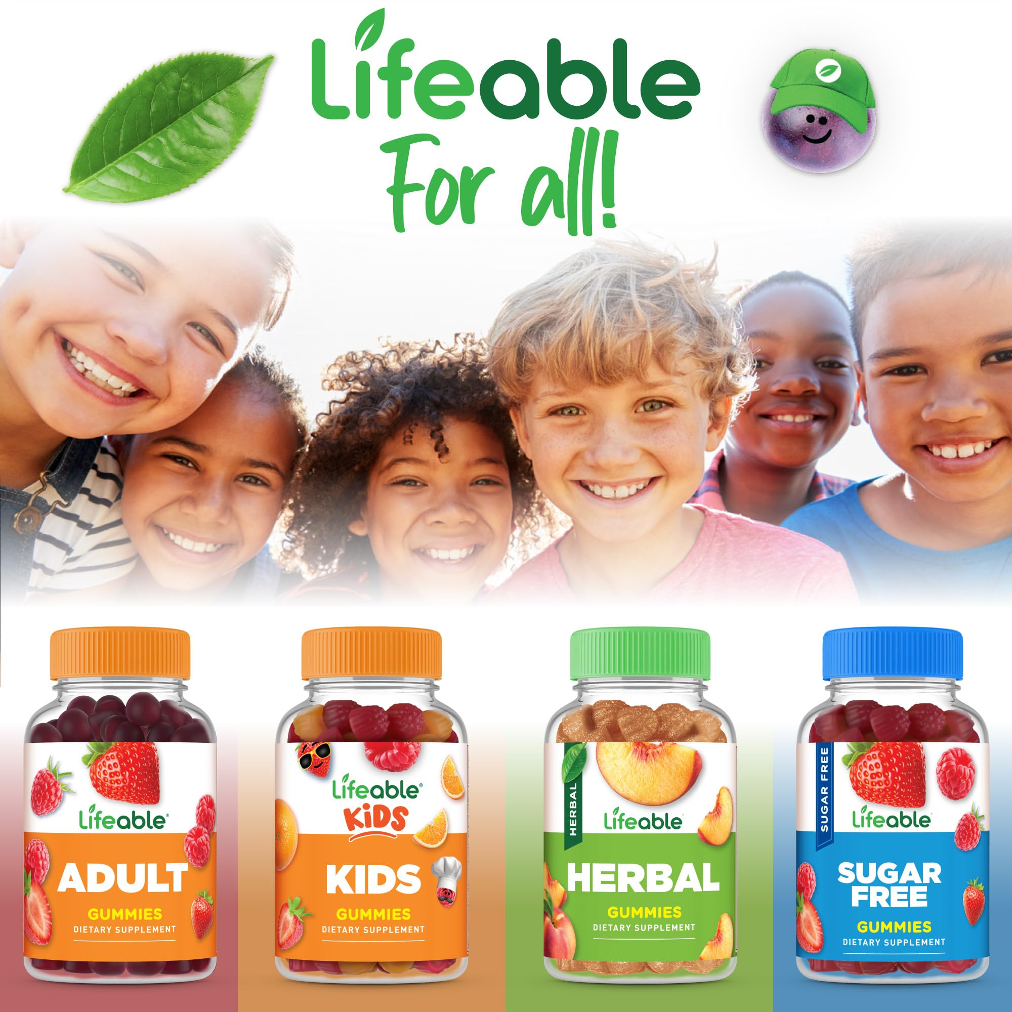 Lifeable B Complex Kids kid-friendly packaging with chewable gummies.