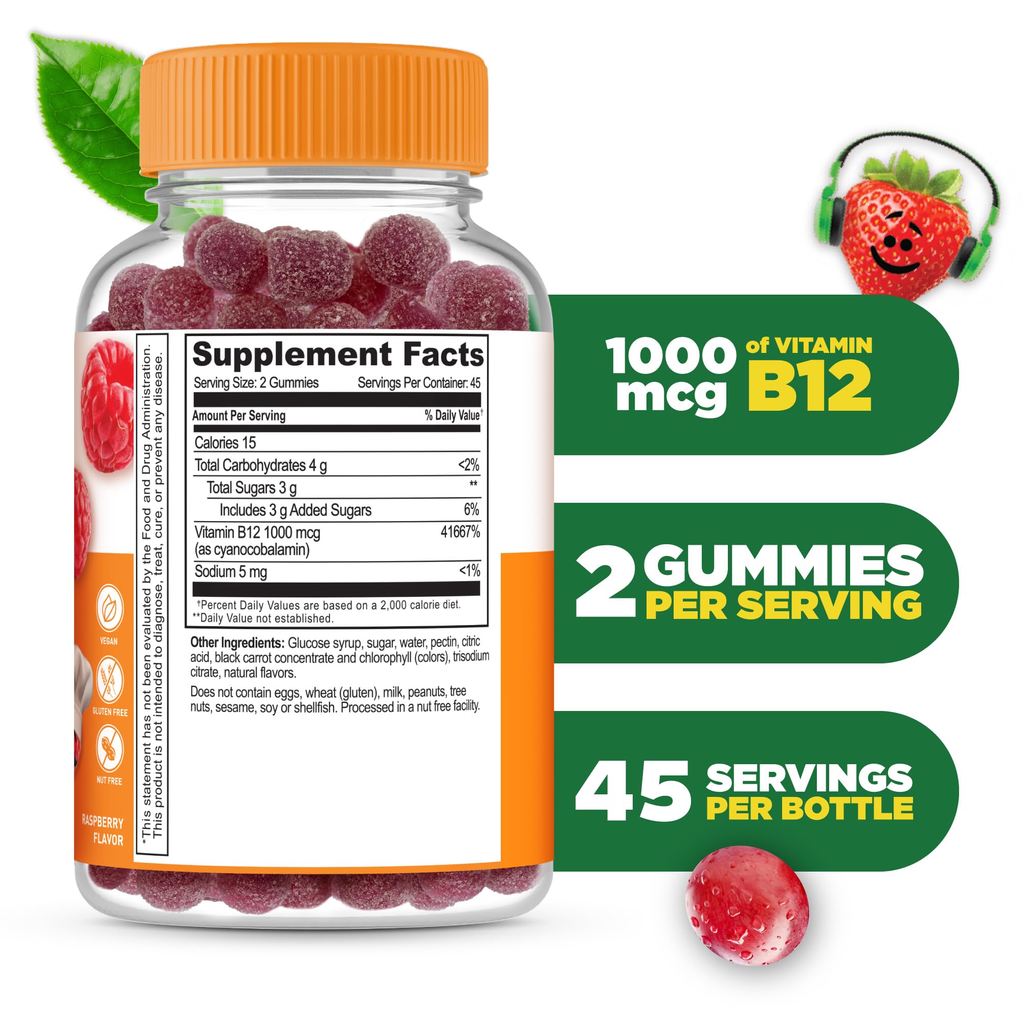 Lifeable B12 kids gummies closeup highlighting raspberry flavor