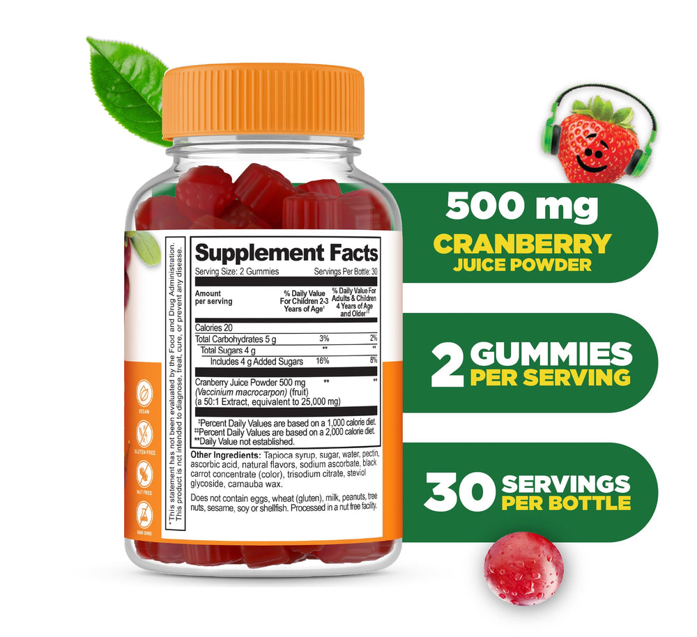 Lifeable Cranberry Gummies for Kids flavor close-up highlighting tasty, easy-to-chew gummies.