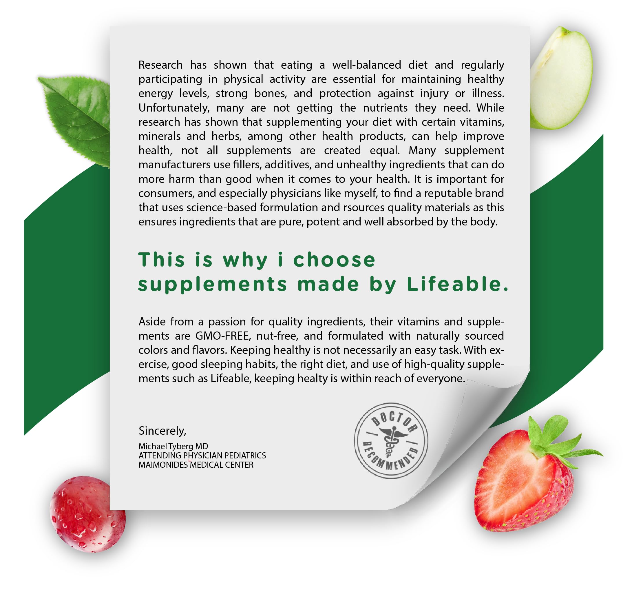 Lifeable Cranberry Gummies for Kids natural ingredients label emphasizes vegan, GMO-free formula.