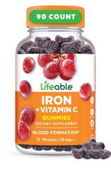 Lifeable Iron Gummies grape flavor for easy daily iron support