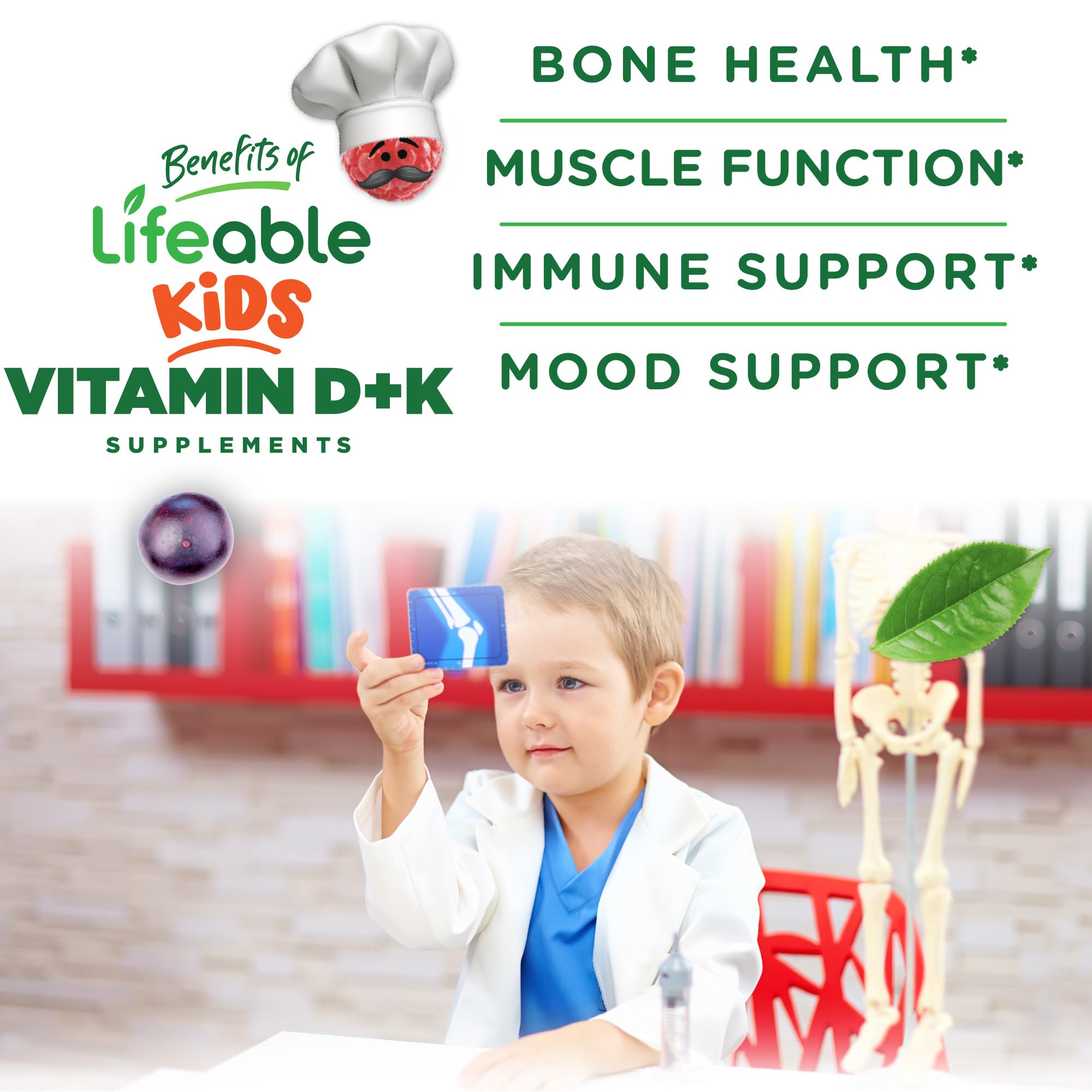 Two gummies shown in close-up to suggest chewable daily use.