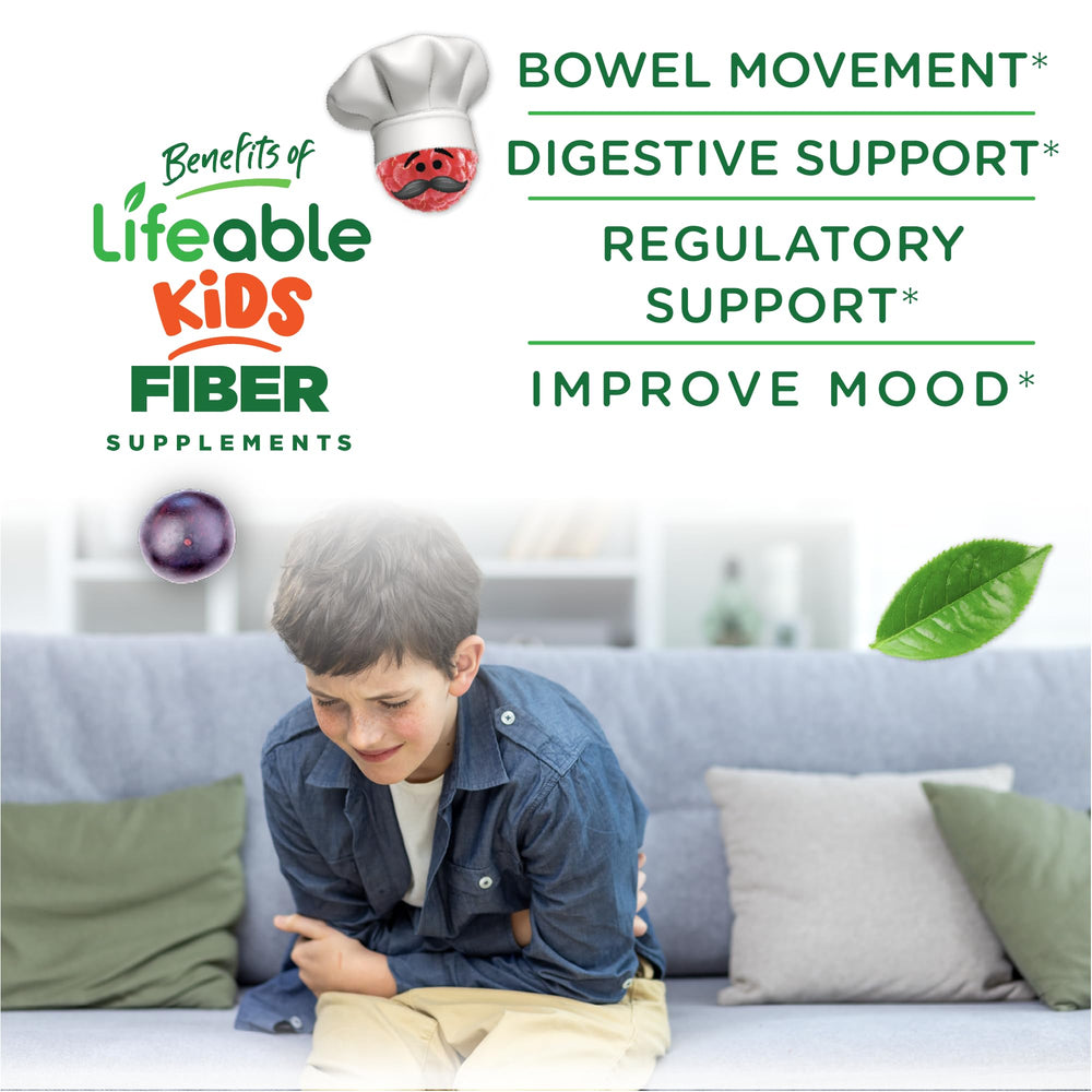 Lifeable berry flavored gummies provide pleasant taste with 4 g fiber per serving for kids