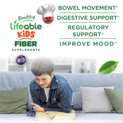 Lifeable berry flavored gummies provide pleasant taste with 4 g fiber per serving for kids
