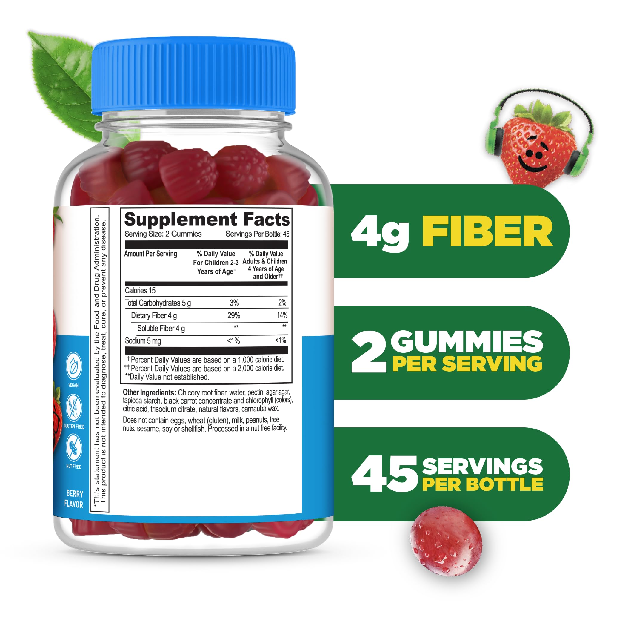 Gummies on plate of Lifeable pack highlights berry flavor and easy daily fiber inclusion for kids