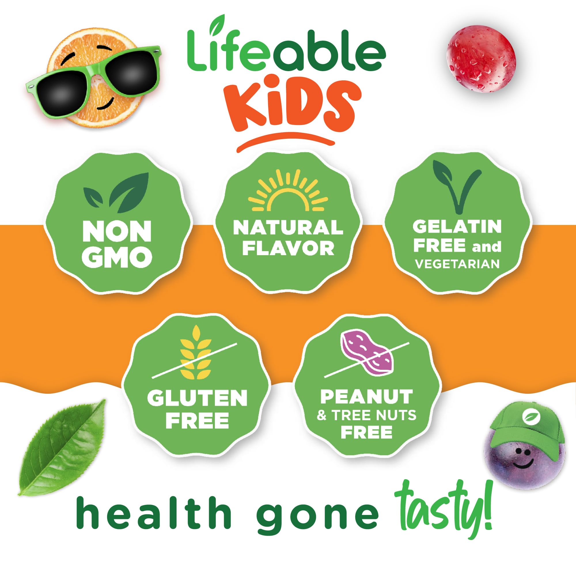 Vegan, non-GMO Lifeable iron for kids chews free from dairy and gluten.