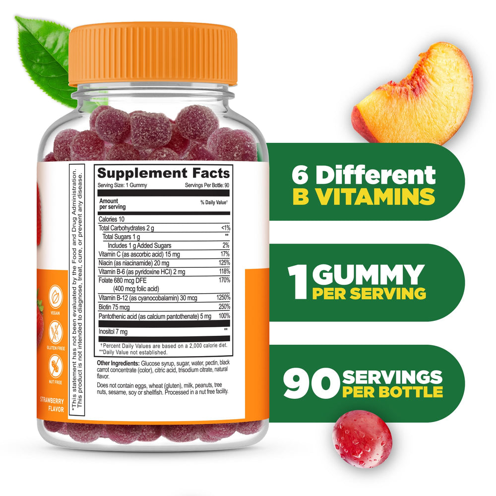 Lifeable Vitamin B Complex Gummies close-up texture shows chewy consistency for easy daily use.