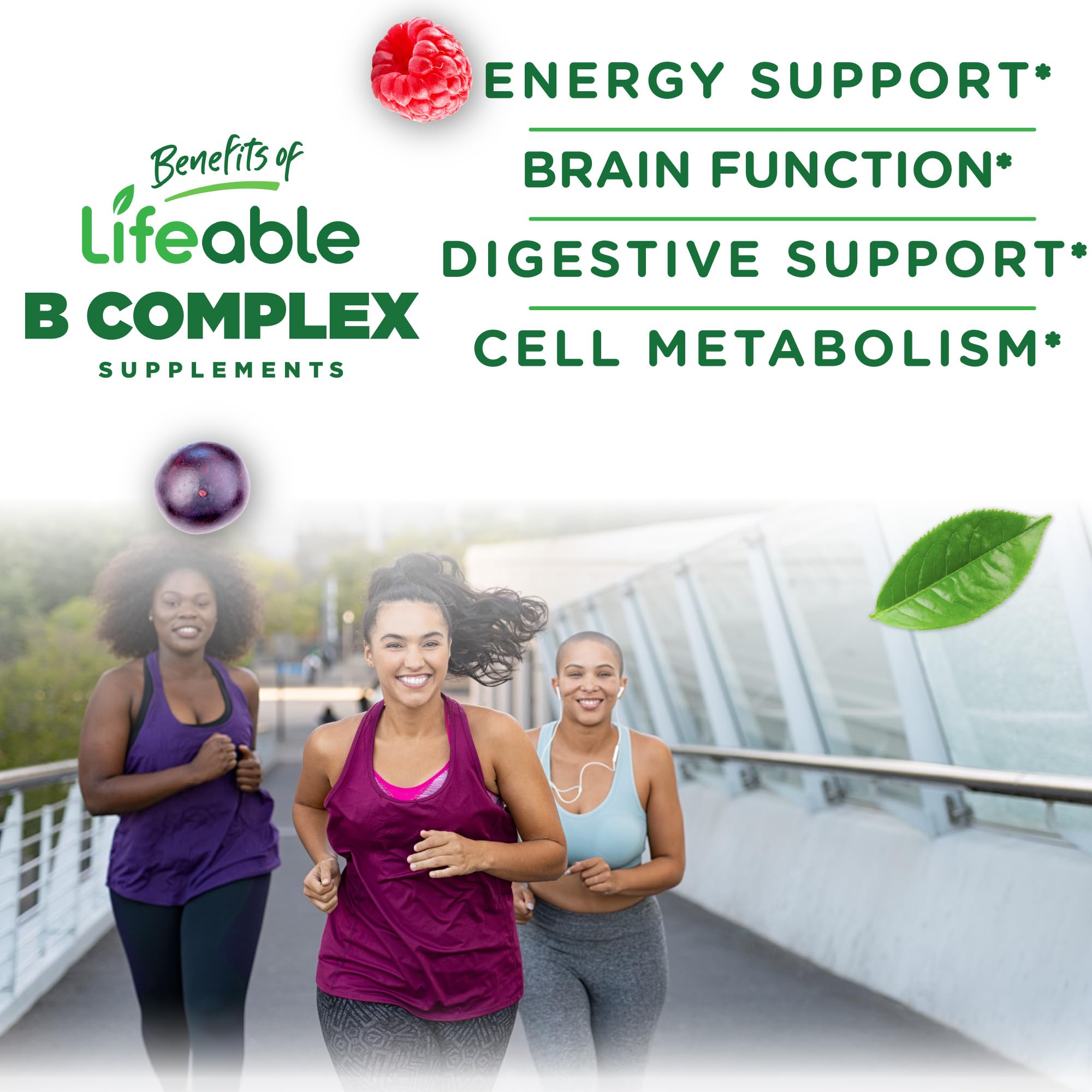 Lifeable Vitamin B Complex Gummies serving out of pack demonstrates on-the-go energy readiness.
