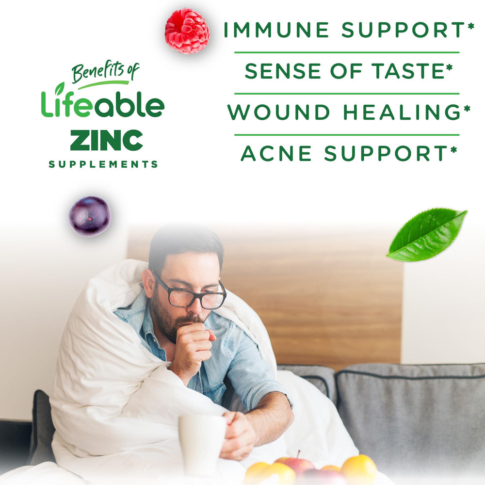 Lifeable Zinc Gummies 50mg per serving visual showing two gummies