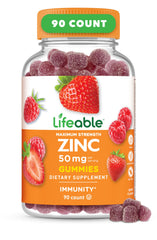 Lifeable Zinc Gummies berry flavor bottle shown for daily immune support