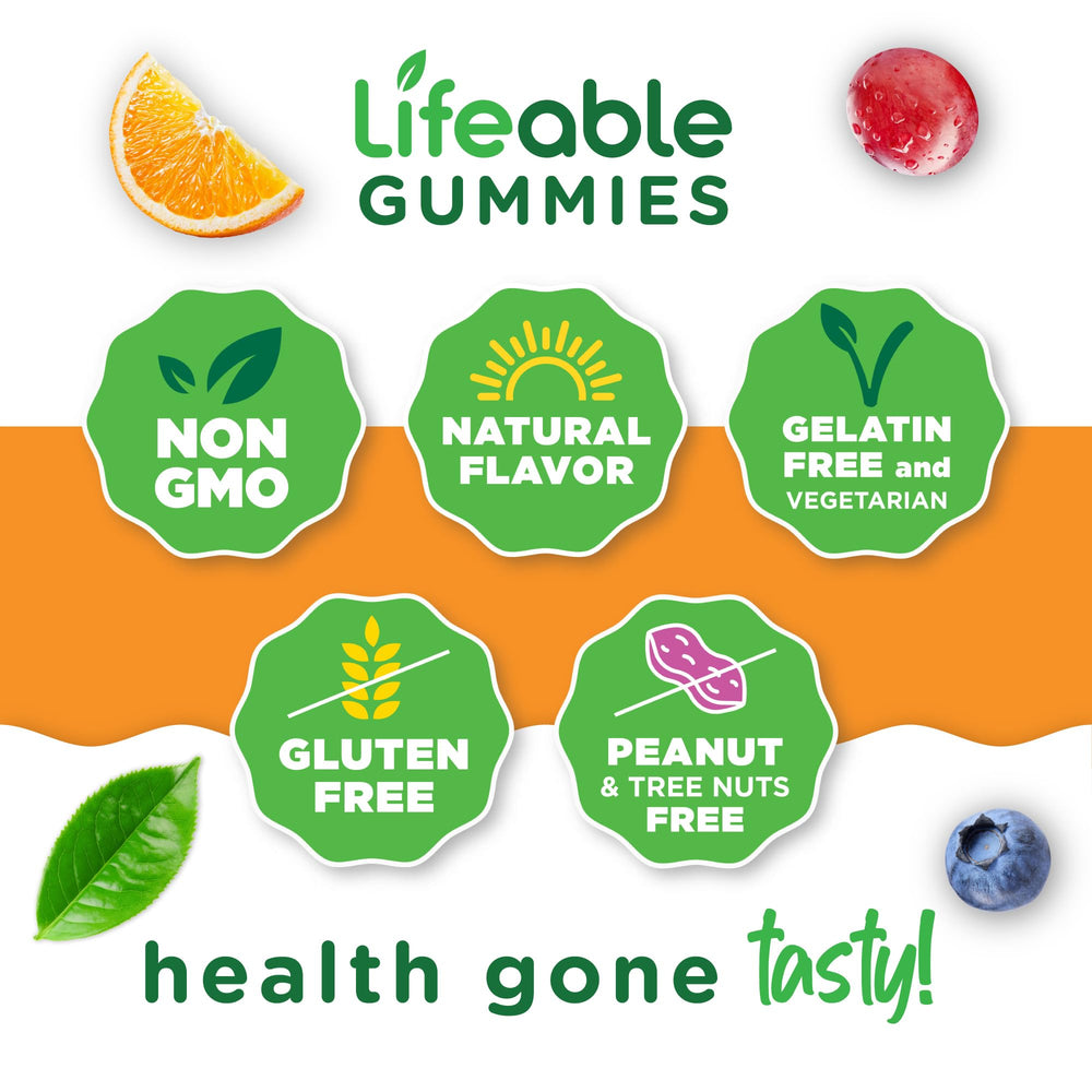 Lifeable Zinc Gummies gluten-free and dairy-free label on bottle