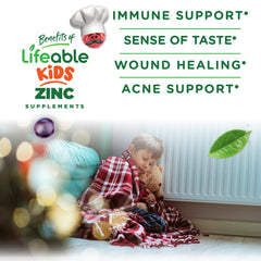 Lifeable Zinc Gummies for Kids bottle of 90 gummies for family use.