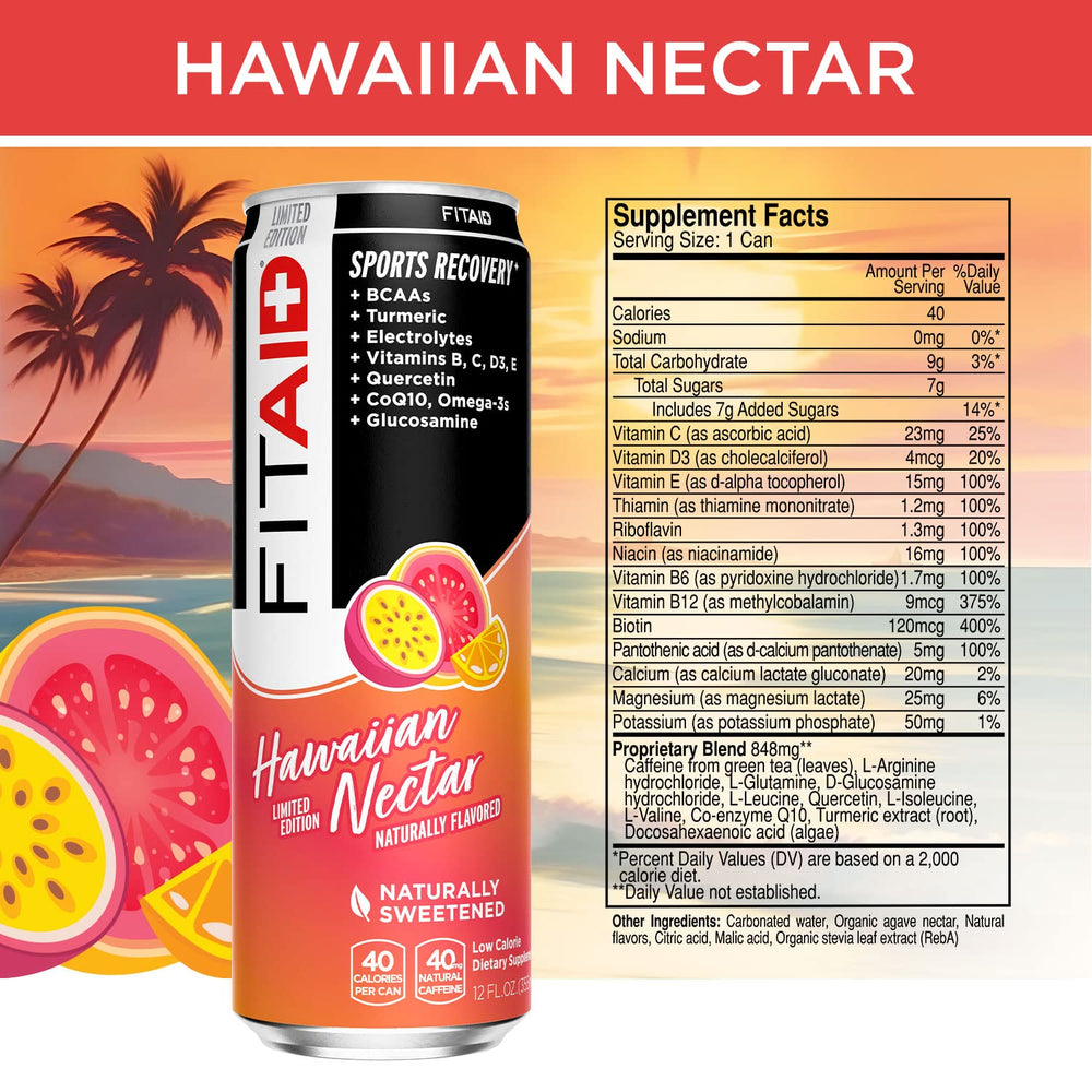 LIFEAID FITAID Hawaiian Nectar glass poured highlighting citrusy tropical notes for post-workout refreshment