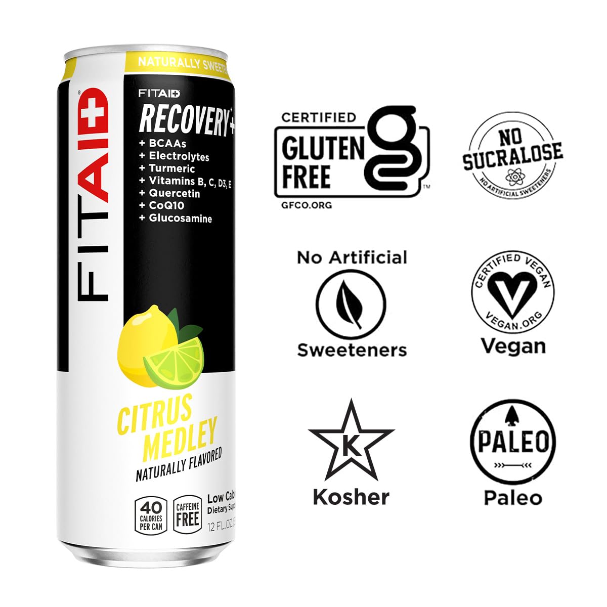 Electrolytes and antioxidants graphic associated with FITAID Recovery Blend