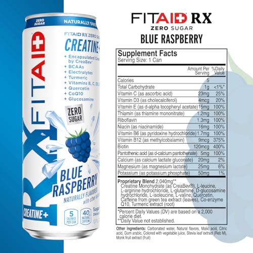 Lifeaid Fitaid Rx + Creatine blue raspberry pour served over ice for training days