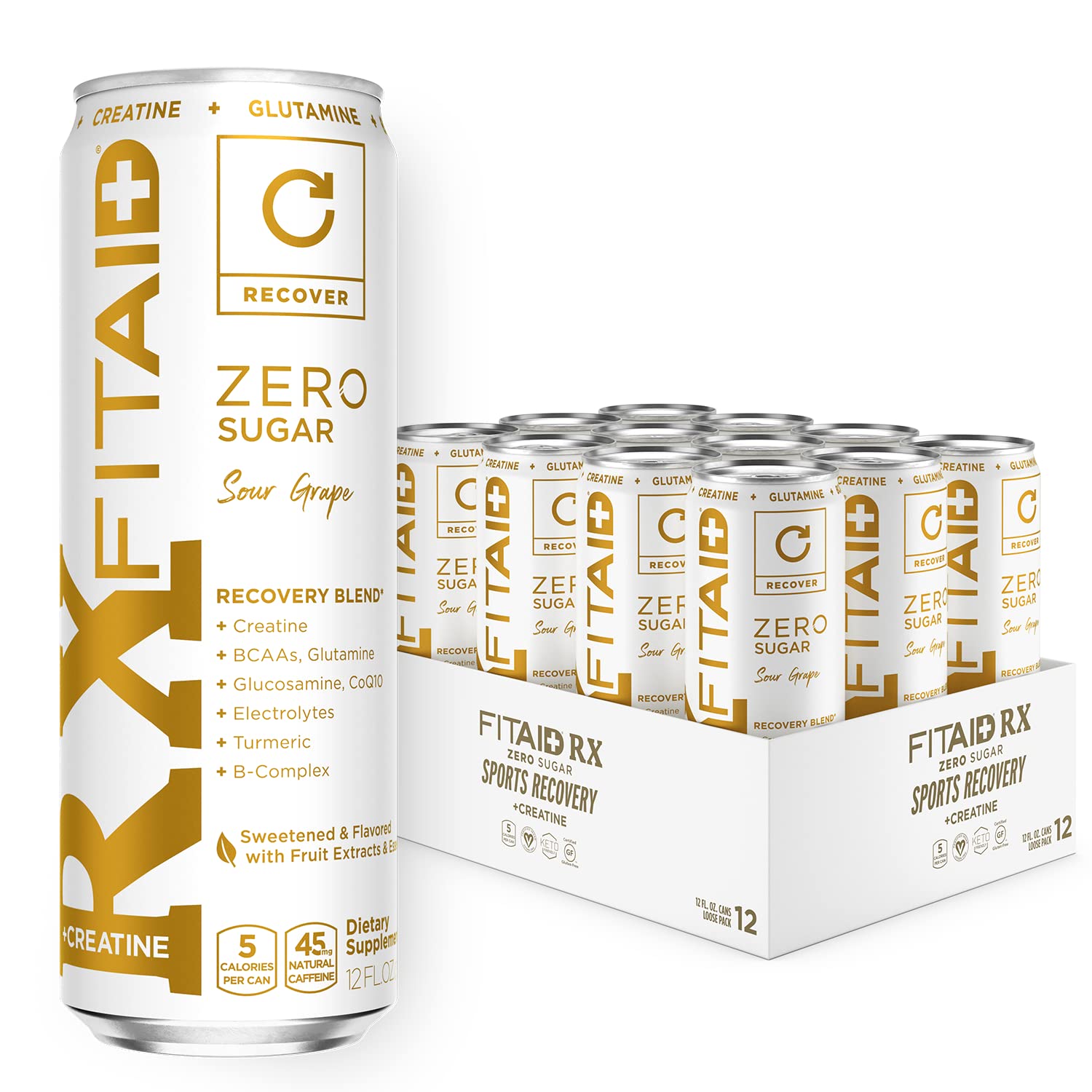 LIFEAID FITAID RX Zero can front view, keto-friendly recovery drink