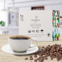 Lifeboost Half Caff pods show mold-free quality you can trust.