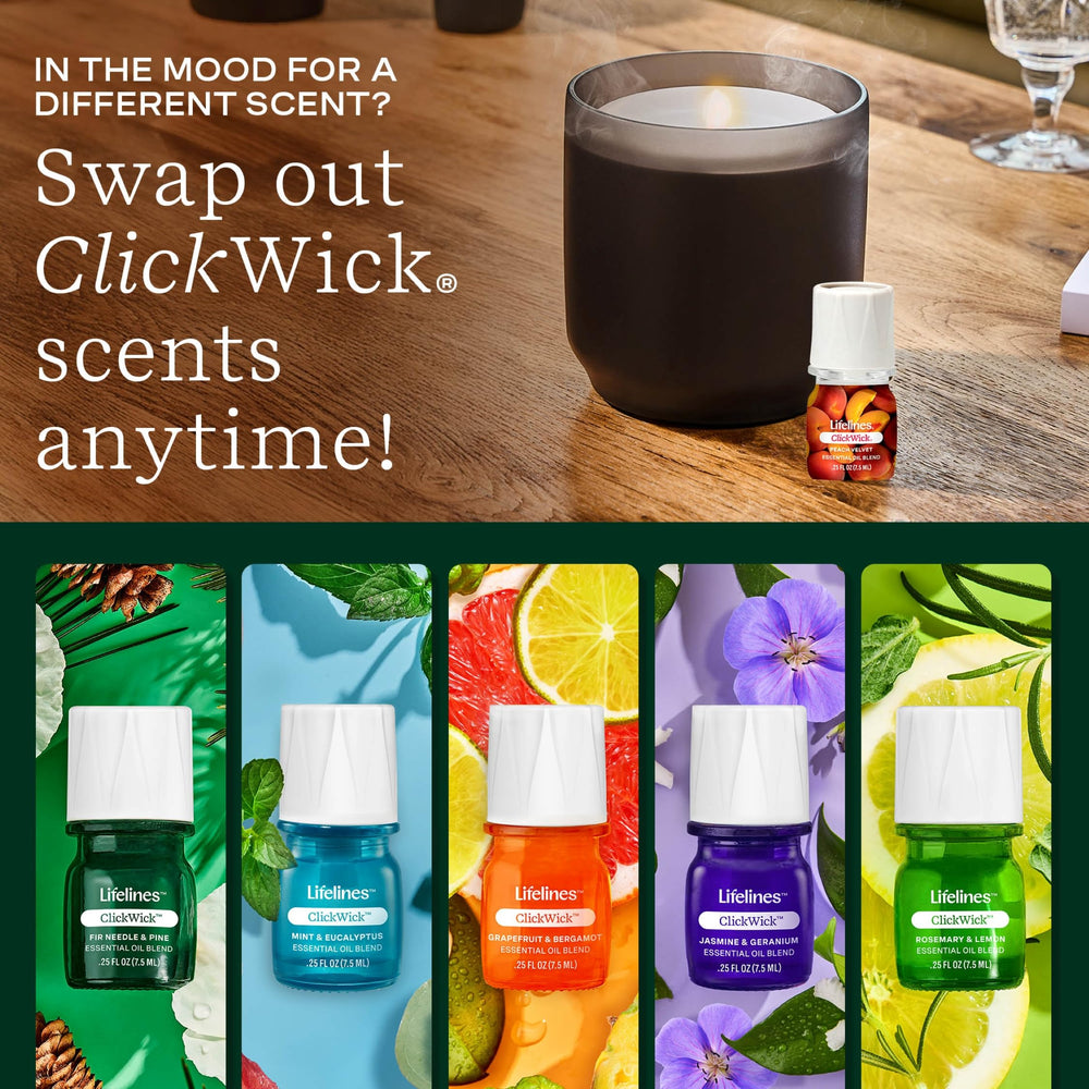 Lifelines ClickWick 4-pack box showcases the full Sun-Kissed Escape collection for seasonal moods.