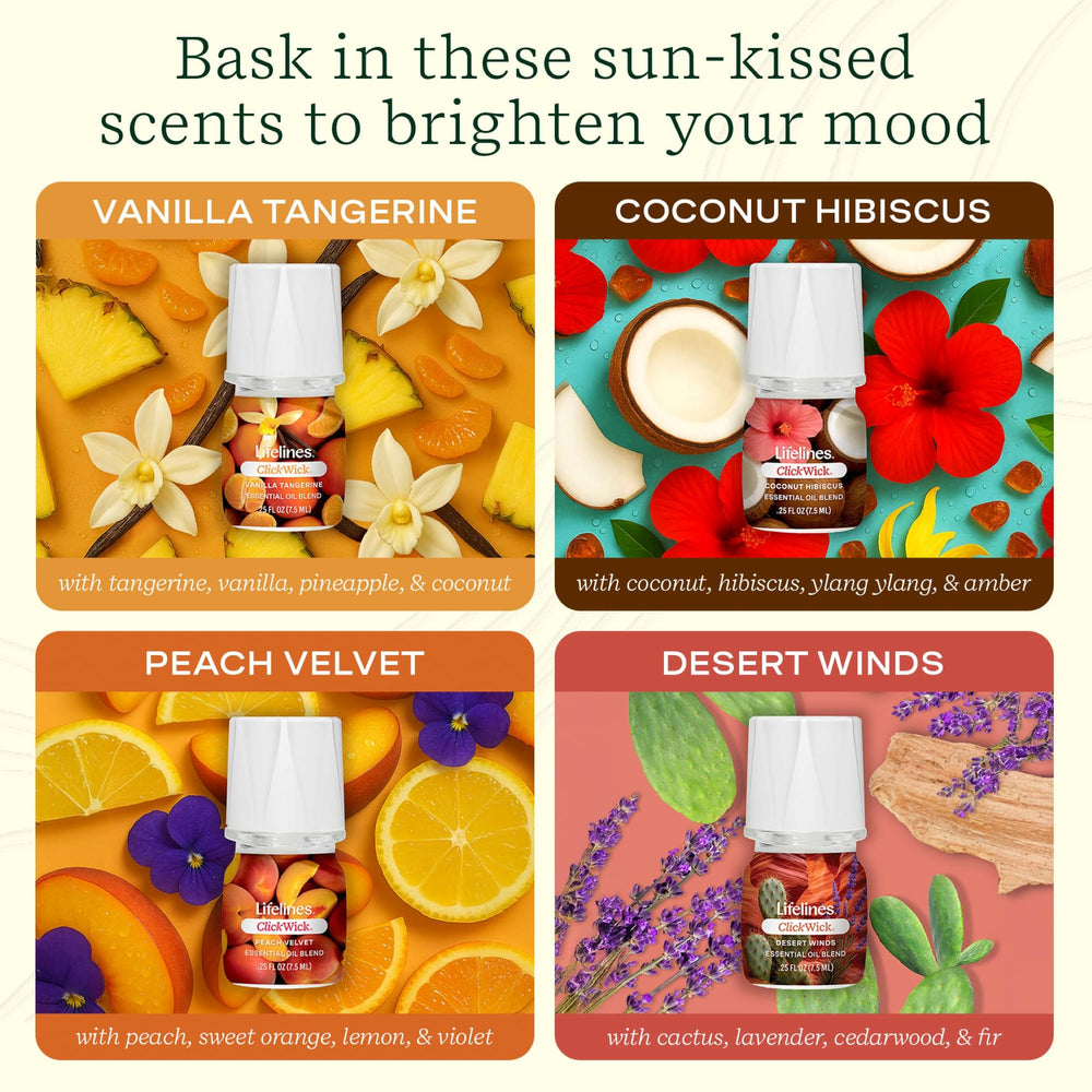 Lifelines ClickWick Vanilla Tangerine bottle delivers comforting sweetness for cozy moments.