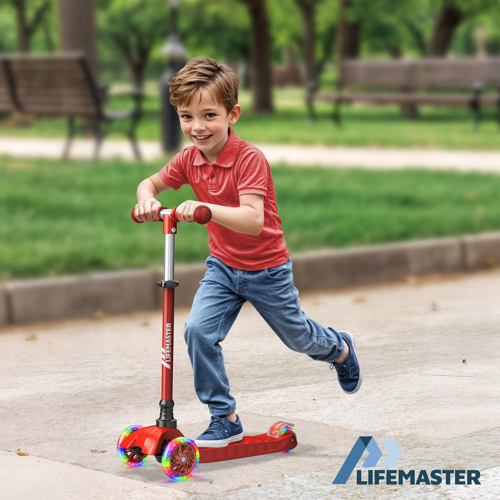 Lifemaster adjustable handlebar scooter growing with your child from 22.65 to 27.56 inches.