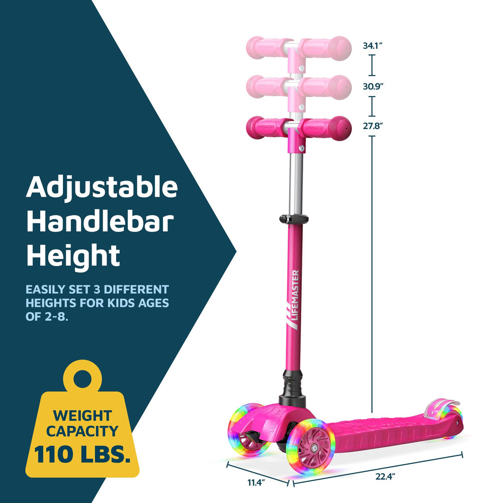 Lifemaster Kids Scooter indoor outdoor use in pink for versatile fun.