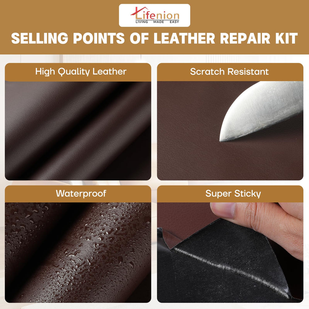 Lifenion leather repair patch on a car seat ready to fix tears