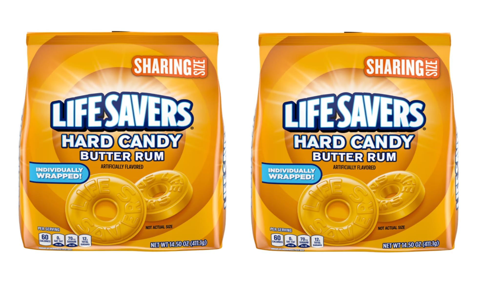 Lifesavers Butter Rum 14.5 oz bag front view, perfect for sharing gatherings.