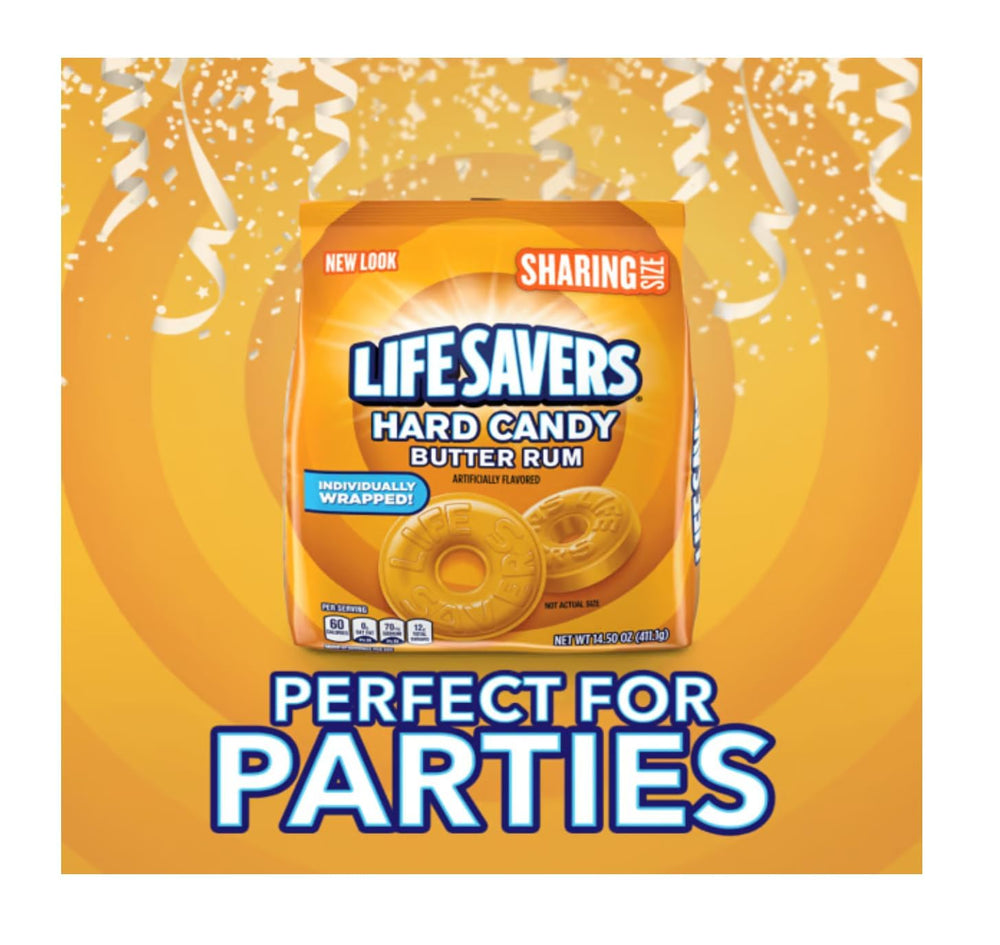 Lifesavers Butter Rum pantry display, convenient snack any time.