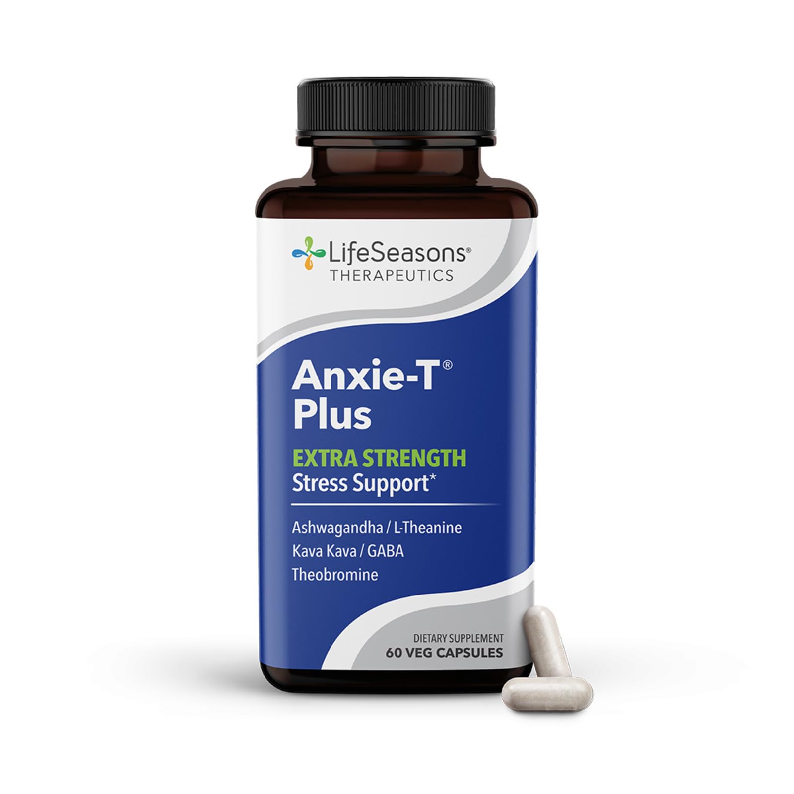 LifeSeasons Anxie-T Plus bottle showcasing daily stress support.