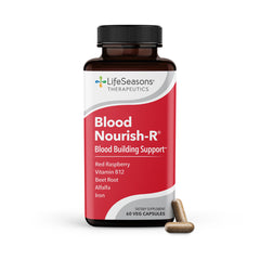 LifeSeasons Blood Nourish-R bottle front supports energy and iron health.